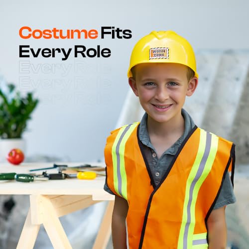 Funny Party Hats - Construction Worker Costume for Kids, Includes Construction Hat and Vest