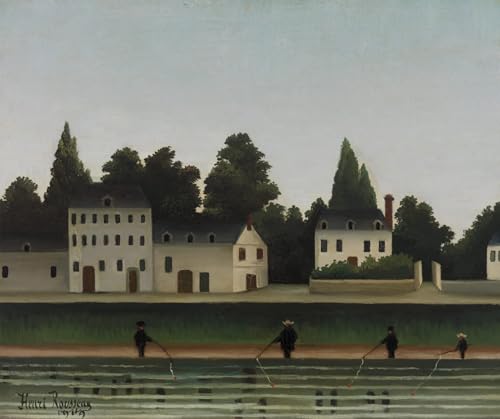 Cuadro moderno de Henri Rousseau: poster en lienzo Paisaje y cuatro pescadores de 60x90cm