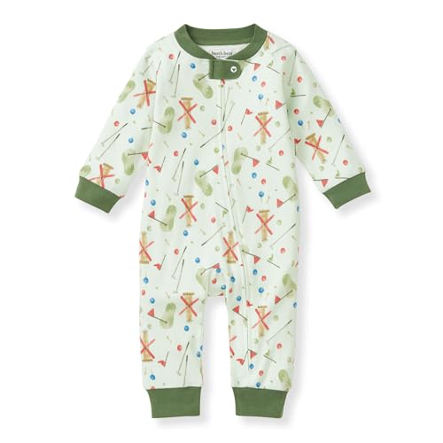 Image of Burt's Bees Baby unisex-baby Sleep & Play, Organic One-piece Romper-jumpsuit Pj, Zip Front Footed Pajama