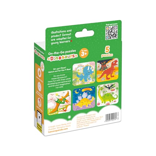 Banana Panda On-the-Go Puzzle dinosaurs 3+ - FIVE puzzles of 9 pieces - Fun dino puzzle toys, Vibrant Colors, 45 Teile - Image 2