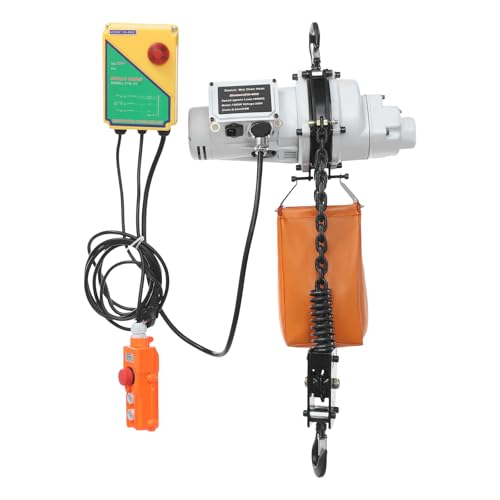 ROMYIX Polipasto eléctrico de cadena de 1000 kg, 6 m de altura de elevación, motor de cobre de 1300 W, cabrestante con mando a distancia inalámbrico y con cable, funda con cadena para taller y almacén