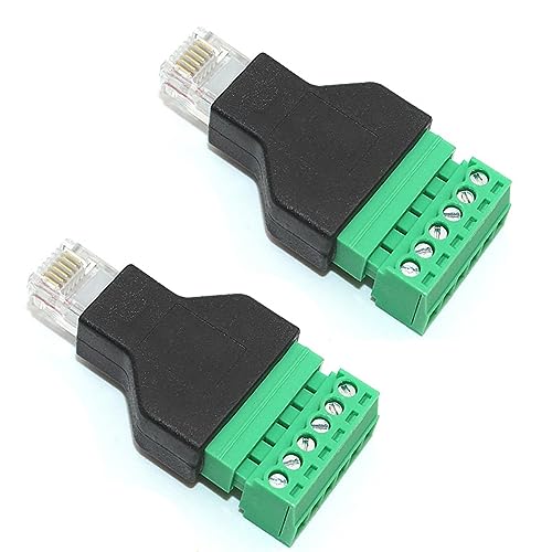 PENGLIN Adapter RJ12 Stecker auf 6-polige Schraubklemme, für Telefonverlängerung Cat3, RJ12 6P6C, 2 Stück