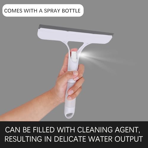 Image of Generic Shower Squeegee for Shower Glass Door, Spray Water and Wipe 2 in 1, Bathroom Cleaner Tool Household Window, Kitchen tabletop, Mirror Squeegee, Tile Wall, Car Windows (10 Inches-White)