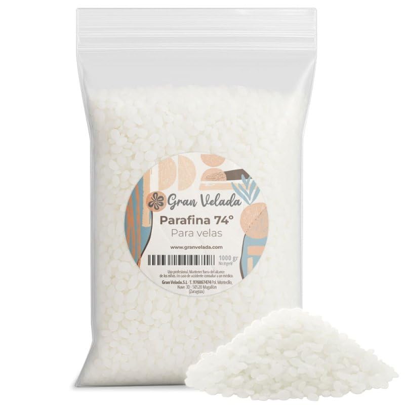 Gran Velada – Parafina 74º Microcristalina 1kg | Parafina en Perlas de Alto Punto de Fusión | Ideal para Velas Decorativas en Moldes con Detalles Finos y Duraderas