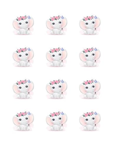2" Round Pre-Cut Baby Shower Elephant Edible Image Cupcake Toppers By Tnct! #TOP23
