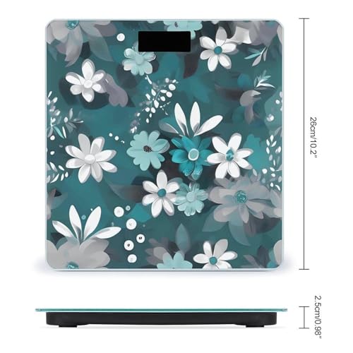 Báscula Digital de Baño 400lb Vidrio Templado Floral miniatura 2