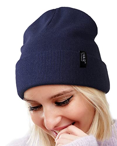Womens Winter Knitted Beanie Slouchy Cuffed Rib Knit Watch Hat Acrylic Plain Skull Cap for Men