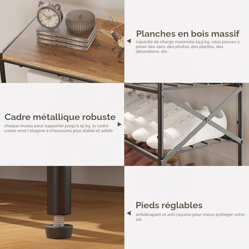 Range-chaussures gain de place pour entrée et couloir marron rustique