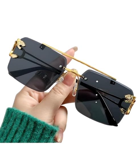 Image of Honey Singh & Mc Stan Vintage Rimless Square Sun Glasses UV Protection Men's & Women's Shade Trendy Metal Frameless.
