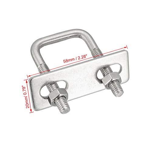 sourcing map 2 Stück Vierkant U-Bolzen Bügelschrauben Bügelbolzen 1(25mm) Innenbreite 304 Edelstahl M6 mit Muttern Rahmengurte
