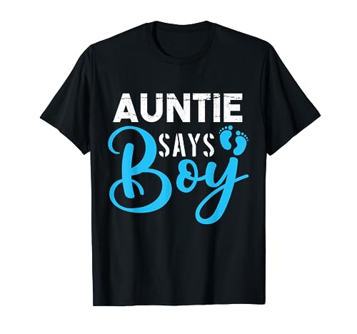 Género Reveal Auntie Says Boy Matching Family Baby Party Camiseta