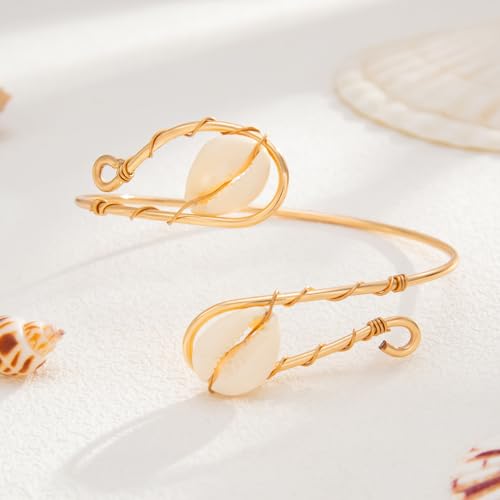 Bohemia Upper Arm Bracelets Gold Silver Butterfly Flower Starfish Seashell Coil Swirl Leaf Armband Bracelet Adjustable Metal Open Upper Arm Cuff Bangle for Women Boho Jewelry Gifts3