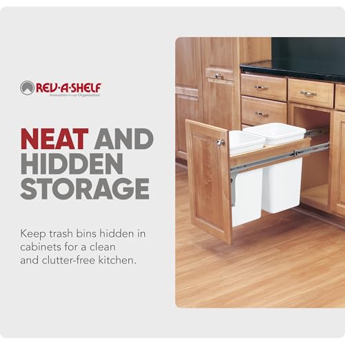 Image of Rev-A-Shelf Double Top-Mount Pullout Trash Can, Min Opening 12 inch W, 27 Qt