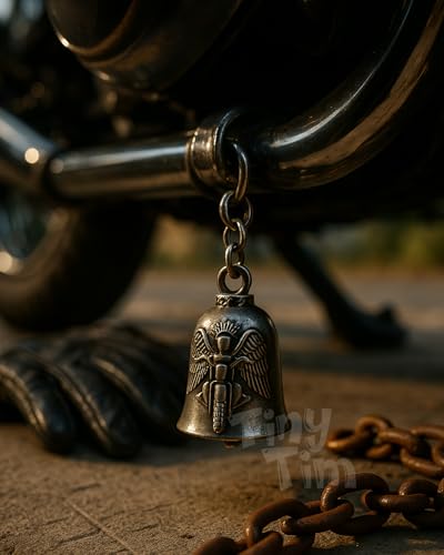 Image of Tiny Tim Guardian Bell with Evil Eye Charm - Protective Motorcycle & Car Accessory - Tibetan-Inspired Design - Wards Off Negative Energy - Ideal Gift for Bikers & Travelers