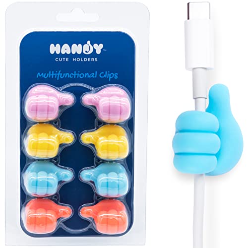 Fun Cord Organizer - Multifunctional Clip Holders Thumb Shape (8 Pack) - by HandyCute (Colorful)