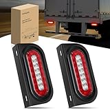 Nilight 6Inch Oval Trailer Tail Light 2PCS Red Brake Stop Turn White Reverse Back Up...