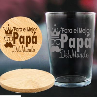 Vaso de sidra/cubata personalizado PARA PAPÁ de 500ml grabado con frase y personalizado con nombre. Ideal para regalar en cualquier momento + posavasos grabado