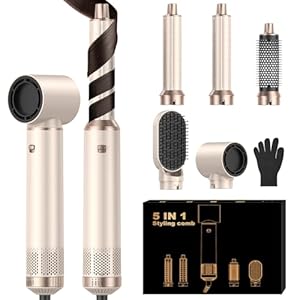 Hairstyler 5 in 1 Hair Styler Set föhn 5 in 1 Haarstyler Mit Rundbürstenföhn Haarstyler Warmluftbürste Föhn Lockenstab Luft Thermal Brush Für Glätten, Trocknen, Volumen, Locken