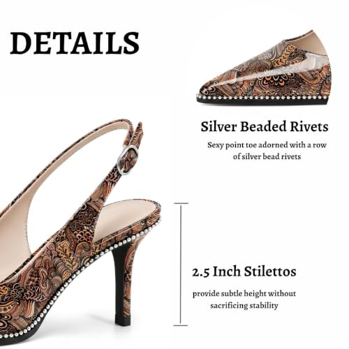 Image of YODEKS Slingback Heels for Women Pointy Toe Beaded Heels Close Toe Kitten Heel Pumps 2.5 Inch Stiletto Pumps Wedding Party Dressy Shoes