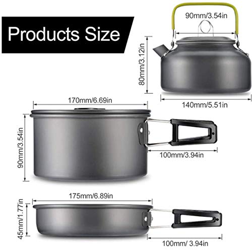 image for Bisgear Camping Cookware 18/8 Plates Outdoor Stove Kettle Pot Pan Mess