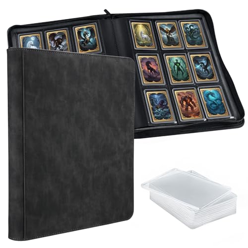 Wigearss Raccoglitore Album di Carte da Collezione per 216 Toploader, 9 Tasche con Custodie Rigide 3x4 per Pokemon, Magic, Yugioh, MTG, TCG