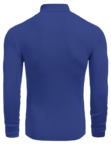 Image of COOFANDY Mens Ribbed Slim Fit Knitted Pullover Casual Turtleneck Sweater | Premium anti-shrink knit turtleneck. Soft, warm & stretchy-perfect for casual, work or outdoor wear in fall /winter.