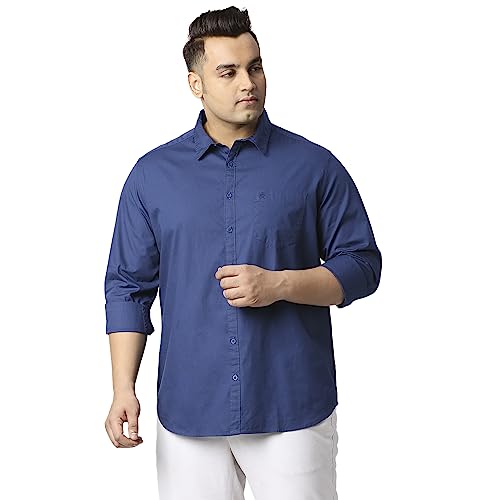 Image of Thomas Scott Men's Plus Size Cotton Casual Shirt | Regular Fit | Long Sleeves | Spread Collar | Solid | Soft & Breathable | Everyday Comfort Shirt for Men
