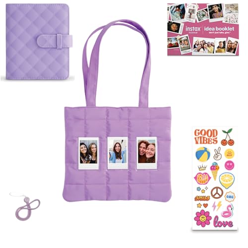 Image of FUJIFILM INSTAX Mini 12 Holiday Bundle 2025 | Lilac Purple | with Extra Instax Mini Film + 4pk AA Batteries & Cleaning Cloth (10 Items)
