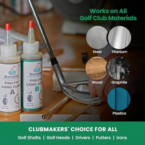 Image of Brampton PRO-FIX Long Cure Golf Epoxy, 20-Min Full-Set Work Life, Extra Strength, Impact Resistant, 2-Part Epoxy Glue Kit for Golf Clubs, Shafts, Heads, Drivers, Putters, 1:1 Mix