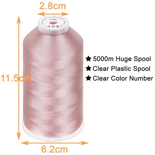 Image of New brothread - Single Huge Spool 5000M Each Polyester Embroidery Machine Thread 40WT for Commercial and Domestic Machines - Flesh Pink
