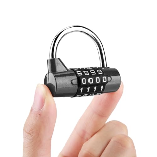 Image of Prevent Fading Combination Password Lock 4 Dial Digit Code Padlock Security Outdoor Padlock for School Gym Locker, Sports Locker, Fence, Toolbox, Gate, Case, Hasp Storage (Black)
