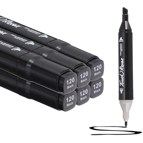 PATIKIL Dual Tip Black Alcohol Markers Cover