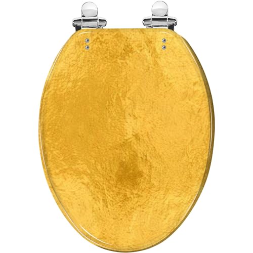 Elongated Toilet Seat Gold seamless texture golden background Resin Toilet Seat Slow Quiet Close with Quick-Release Hinges Toilet Seat with Cover Easy to Clean Install