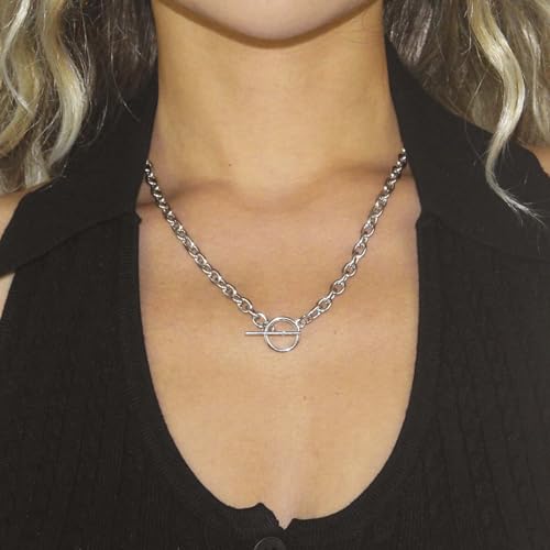 Toggle Necklace 14K Gold Plated Paperclip Chain Choker Stainless Steel Cable Necklaces Jewelry for Women2