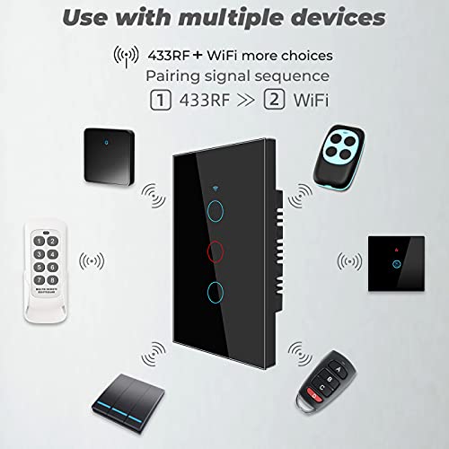 Interruttore intelligente con touch SafeHome PT101L WiFi, 600 W, controllo tramite l'applicazione Tuya Smart, compatibile con Alexa e Google Assistant - Live Wire, senza null