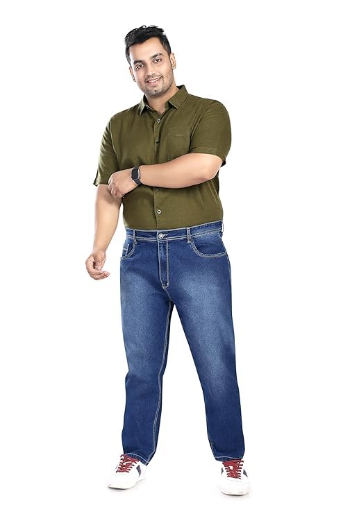 Image of Pluss Tribe - Plus Size Jeans for Men - Denim Jeans - Ideal for Casual, Office Available Sizes : 40 to 52