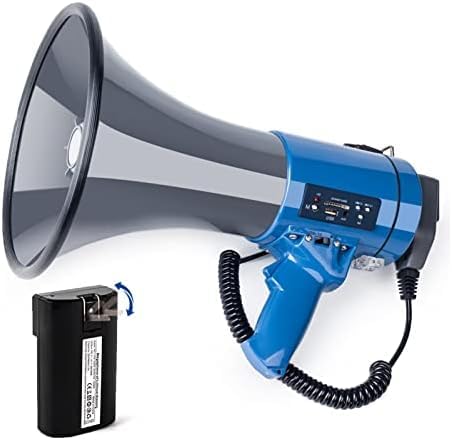 Loud Hailer, Fashion Bullhorn s Megáfono portátil de Alta Potencia de 50 vatios con Altavoz de megáfono grabable Altavoz de megáfono de Voz Clara for Exteriores,Megáfono