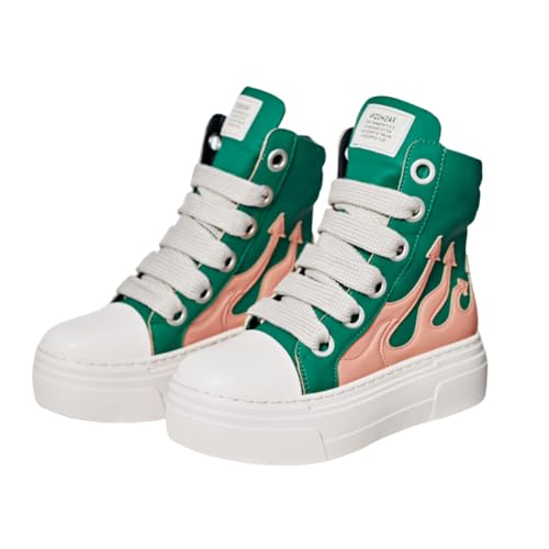 Womens High Top Sneakers Classic Thick Laces PU Leather Platform Shoes Fashion Comfort Walking Shoes