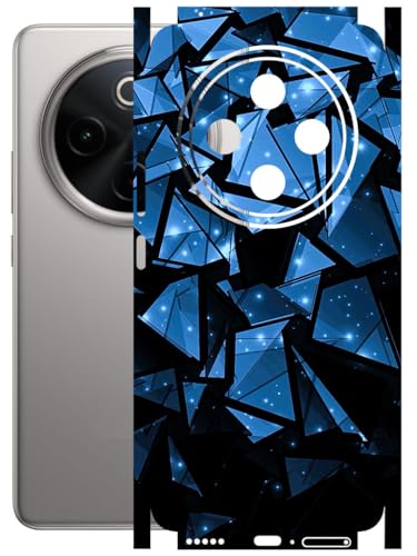 Image of AtOdds - Full Body Back Screen Guard Protector Film - Lamination Wrap Skin Sticker Compatible with VIVO T4 (5G) | Scratchproof Matte Finish (Blue Crystals)