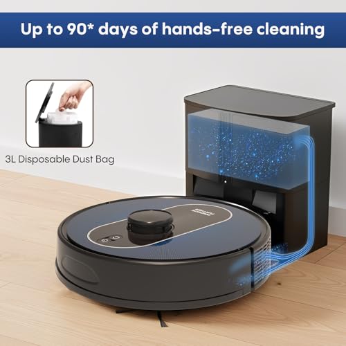 Image of Robot Vacuum and Mop Self-Emptying: 6000Pa Robotic Vacuum 5-In-1 LiDAR Navigation with No-Go Zones /Mapping for 90 Days Hands-Free Cleaning, APP /Alexa Robot Vacuum for Pet Hair & Carpet & Hard Floor