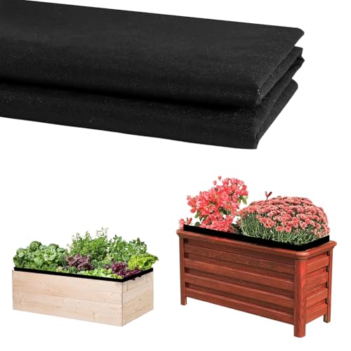kodivenj Fabric Liner for Large Veg Trough Non Woven Outdoor Raised Bed Planter Liner Trough Liners for Vegetable Flowers Plants Black(160cm X 210cm)