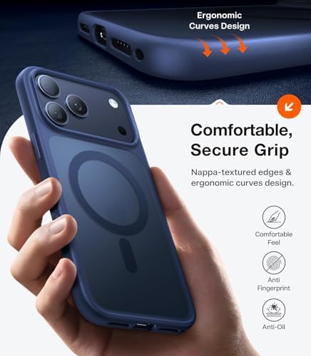 Image of TORRAS Shockproof Case for iPhone 17 Pro Max | Mil-Grade Protection | Fit for MagSafe | Translucent Cover Anti-Fingerprint&Scratch | Camera Control | Premium Imported | Guardian.M 6.9'' Deep Blue