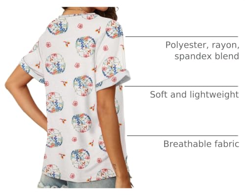 Image of T Shirts Short Sleeve V Neck Tees Womens Tops Beach Vacation Fashion Clothes 2026 Casual Summer Spring Fall Outfits