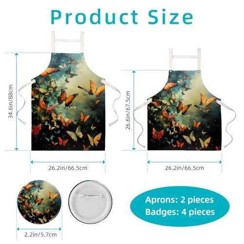 Tablier de cuisine imprimé papillon taille unique pour éviter les taches