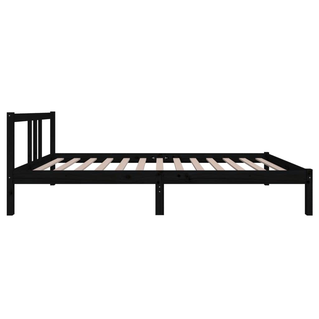 lite drewno sosnowe nowoczesny wystrój sypialni klasyczny czarny 100x200 cm | Rama łóżka 100x200 cm lite drewno sosnowe czarna z zagłówkiem do sypialni