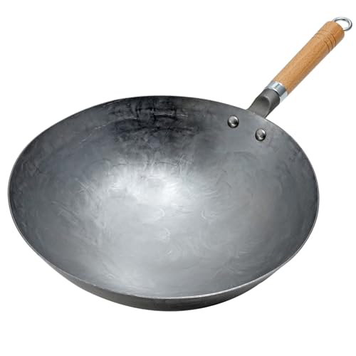Wok tradicional de acero al carbono 32 cm miniatura 1