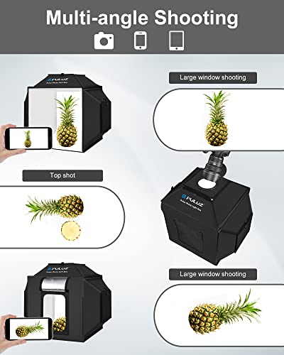 PULUZ Portable Photo Studio Light Box, 16x16 inch Professional Dimmable Shooting Tent Kit Soft Box with 480pcs LEDs Lights 4 Backdrops for Jewelry and Small Product Photography Props Upgrade 16 inch