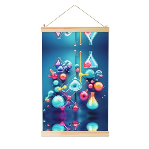 YQxwJL Colgador de póster con ilustración abstracta de ciencia química en 3D, marco de póster, pintura de pergamino, imágenes de pared, para sala de estar y dormitorio