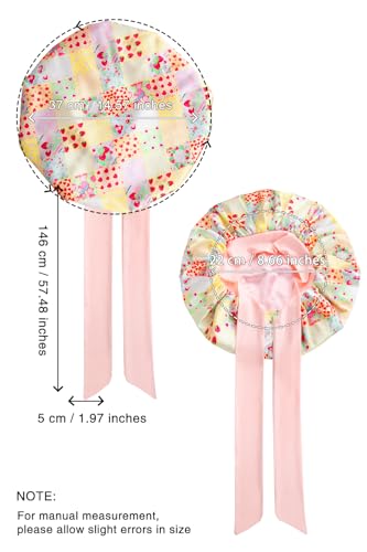 Vettres Hair Bonnet for Sleeping Satin Lined Sleep Cap Double Layer Silk Head Wrap for Curly Natural Hair Strawberry Patchwork — view 4