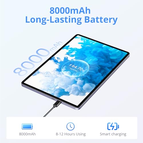 Image of Android Tablet 11 Inch Android 15 Tablet with Case, Octa-Core, 16GB RAM 128GB ROM Expandable, 8000mAh, 1280X800 FHD Display, Dual Camera 5MP+13MP, GPS, Bluetooth 5.0, 2.4G /5G Wi-Fi, Widevine L1,Gray